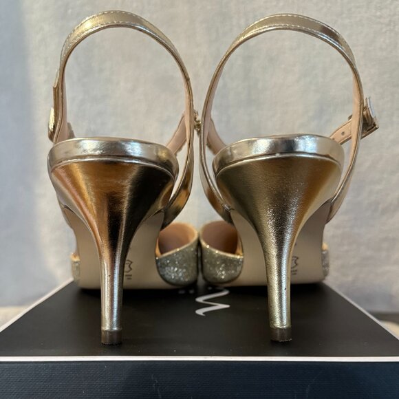 NINA Tonya Kitten Ankle Strap Slingback Gold Platino Glitter, sz 8 - Picture 7 of 8